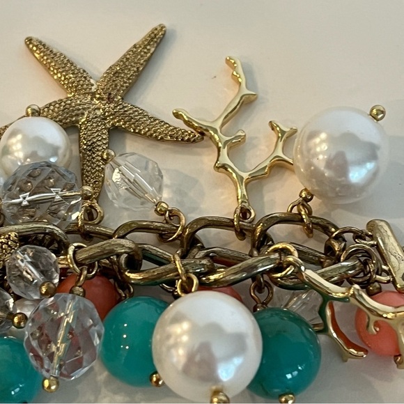 Sea Animal Charm Bracelet with Lucite, Coral, and Turquoise Beads - Picture 9 of 11